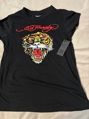 Ed Hardy Black Tee with Red Script Logo 🔥
